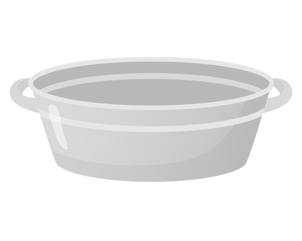 Iron metal galvanized basin flat style illustration. Sauna, bathhouse, farm, kitchen object, design element isolated on white. vector