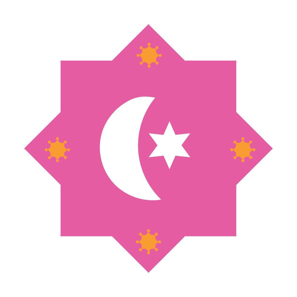 A pink star and crescent with stars on it vector