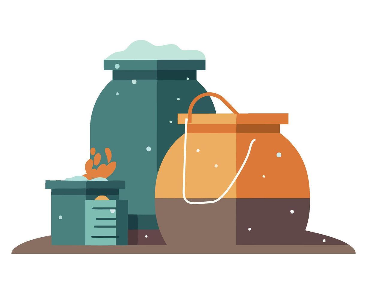 A bag of sand and a bucket of water vector