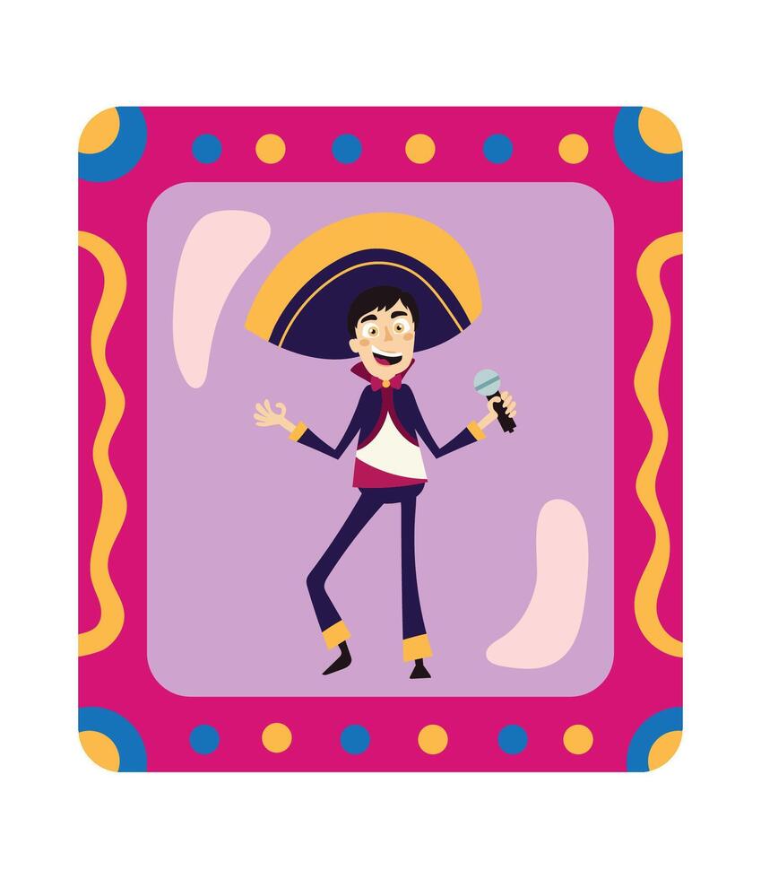 Mexican singer with microphone vector