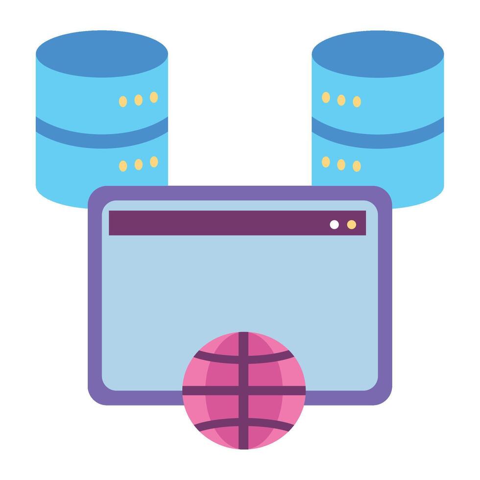 A computer with a ball on top of it and two servers vector