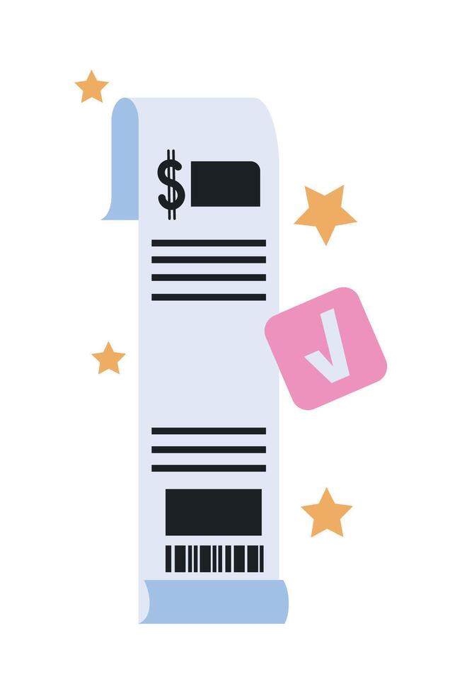 A receipt with a dollar sign and a star illustration vector
