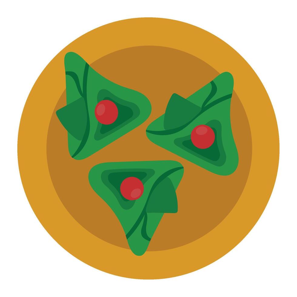 A plate with three pieces of pizza vector