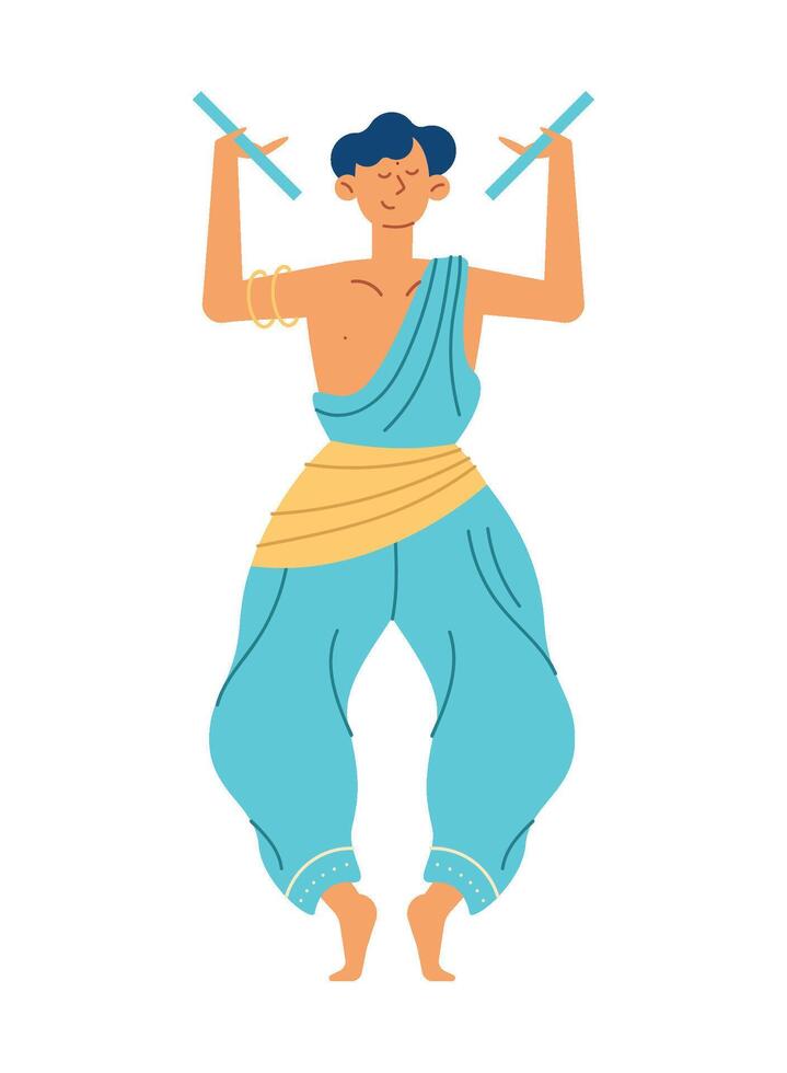 Indian dancer with a stick in his hand vector