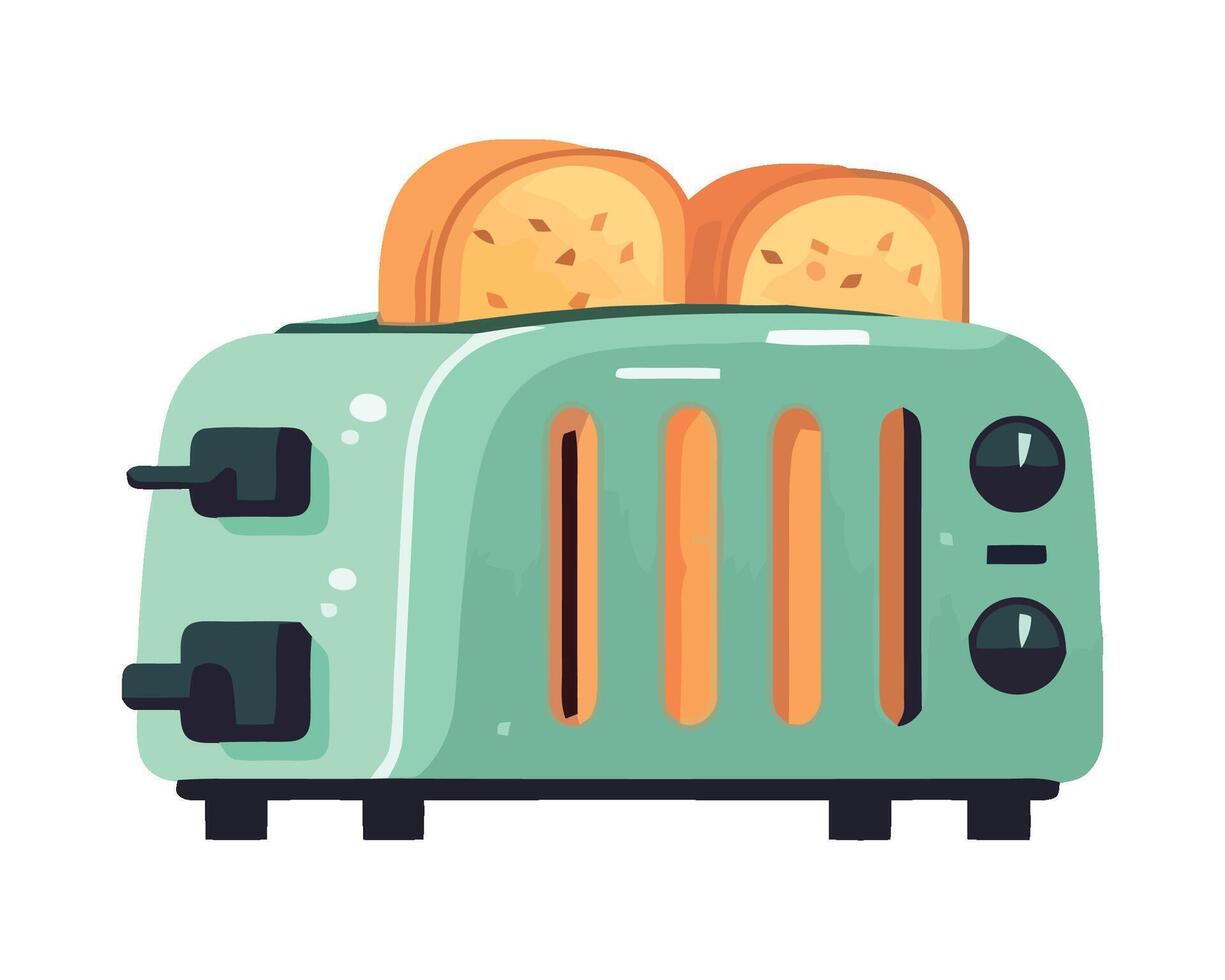 Toaster with bread slices on top, illustration vector