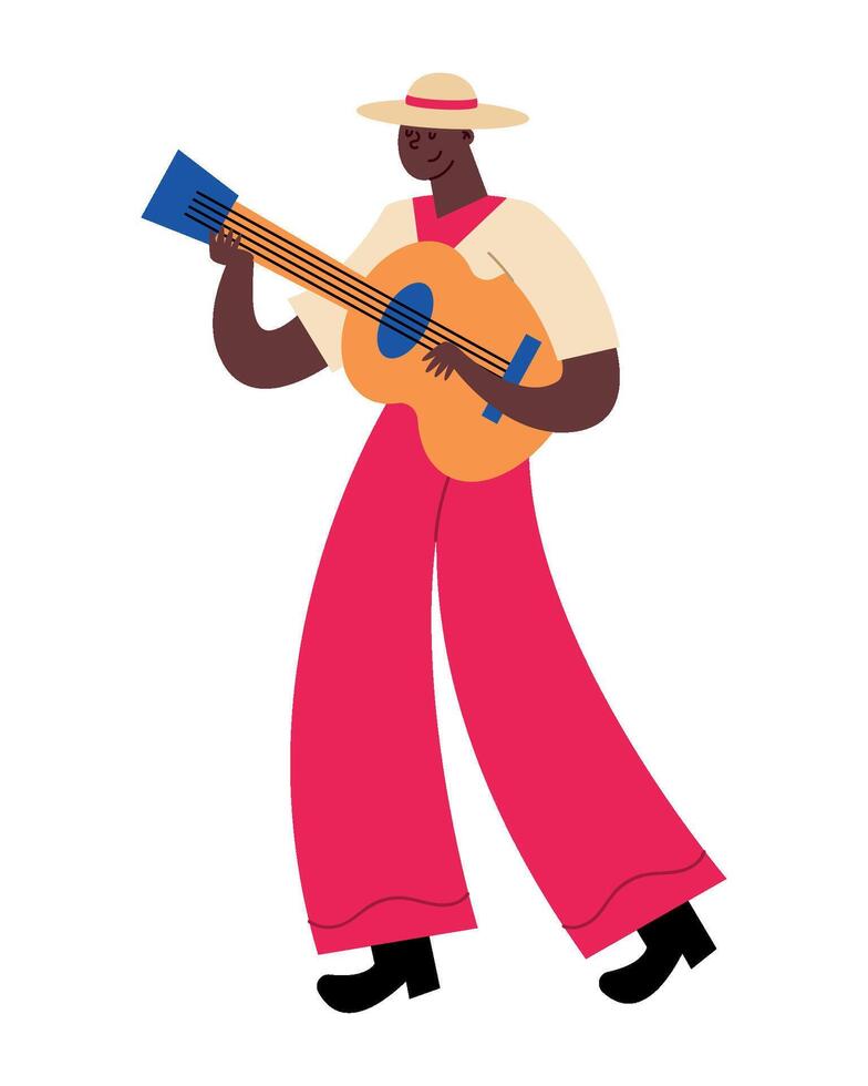A cartoon man playing the guitar vector