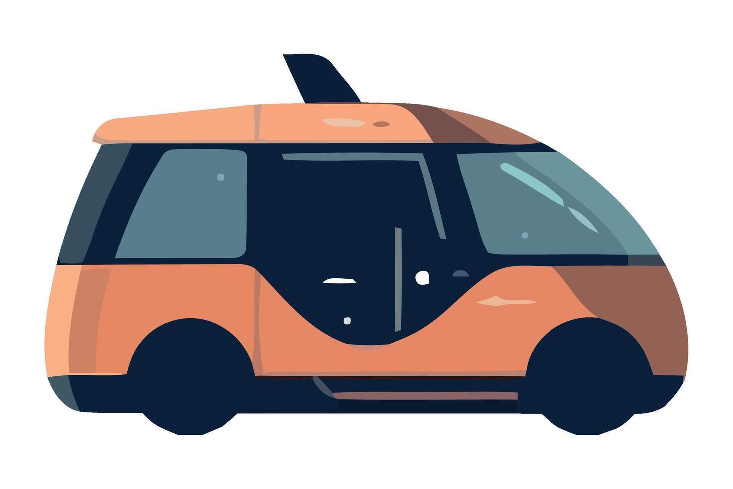 An orange self driving car with a black roof vector