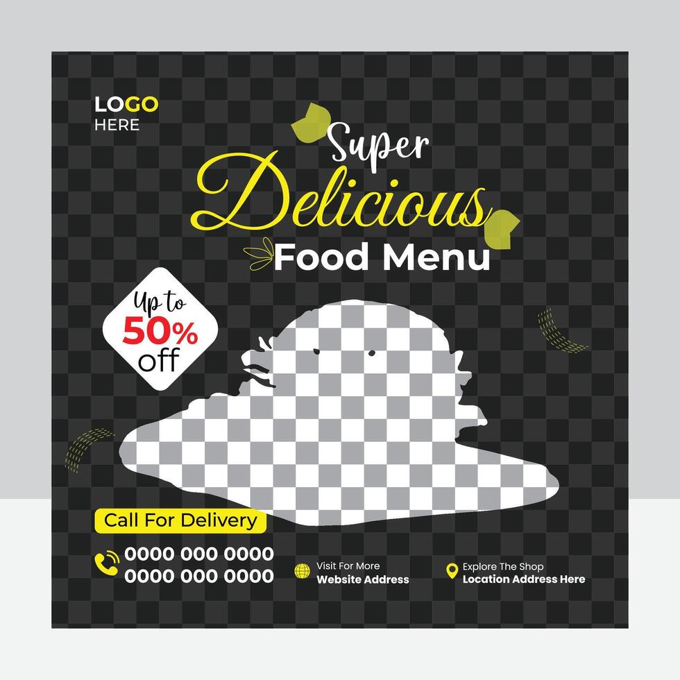Modern Social Media Food Post Design Template vector
