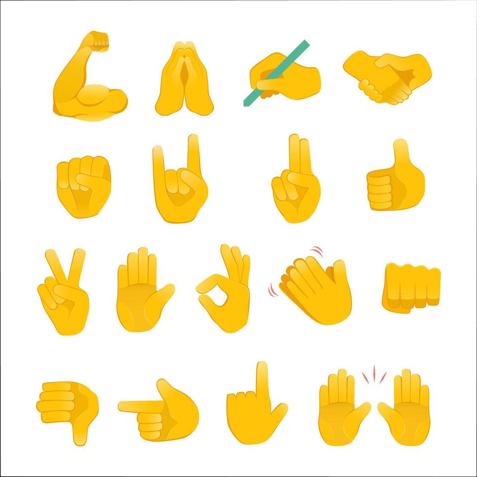 Set of hands icons and symbols emoji hand vector