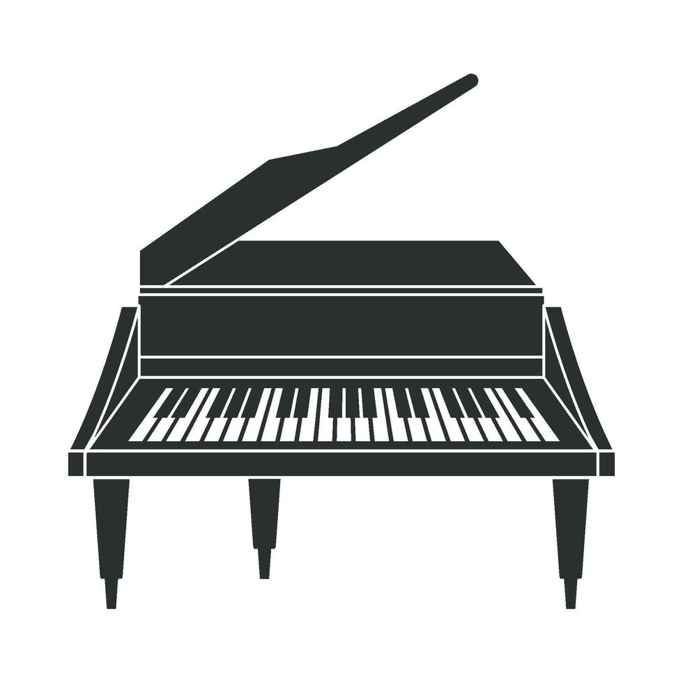 A black and white illustration of a piano vector