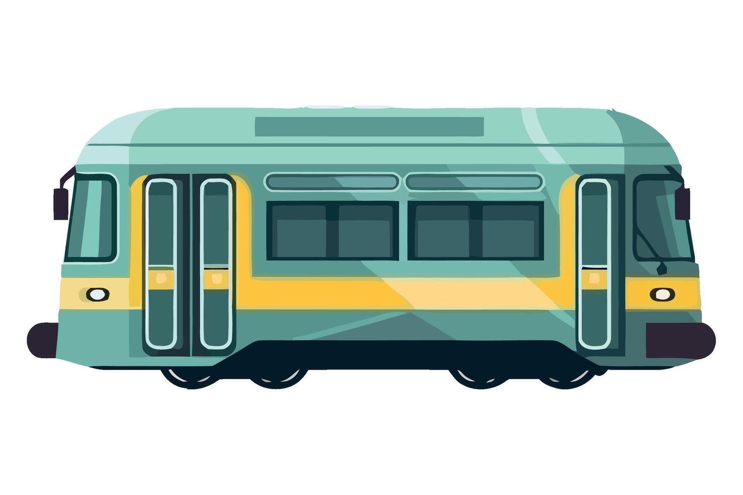 A train on a white background with a yellow stripe vector