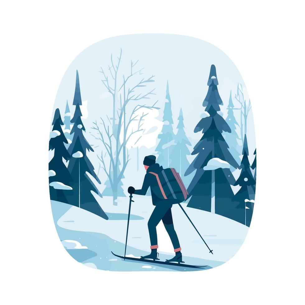 A person is skiing through the woods vector