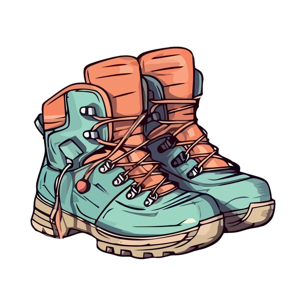 A pair of hiking boots with laces vector