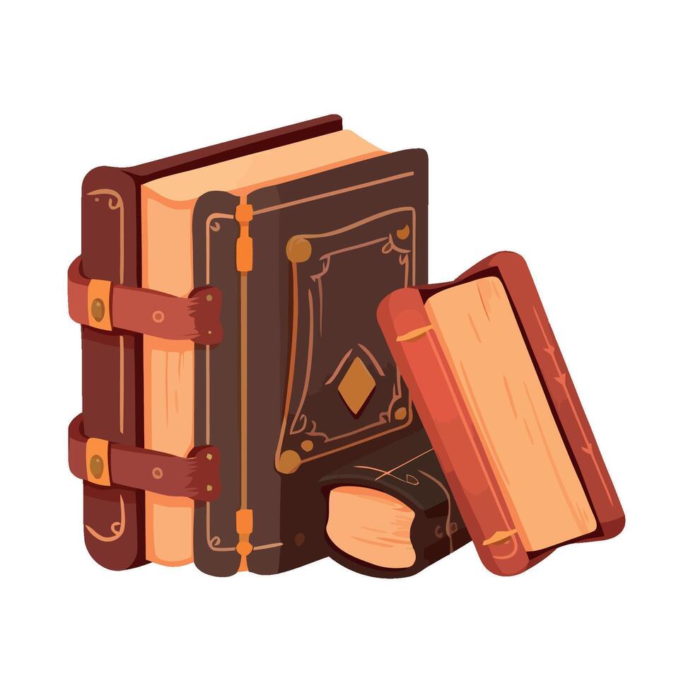 Old books and books on a white background vector