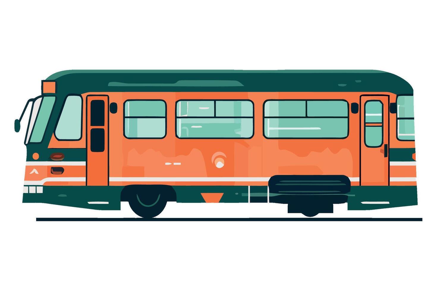 An orange and green bus is shown on a white background vector