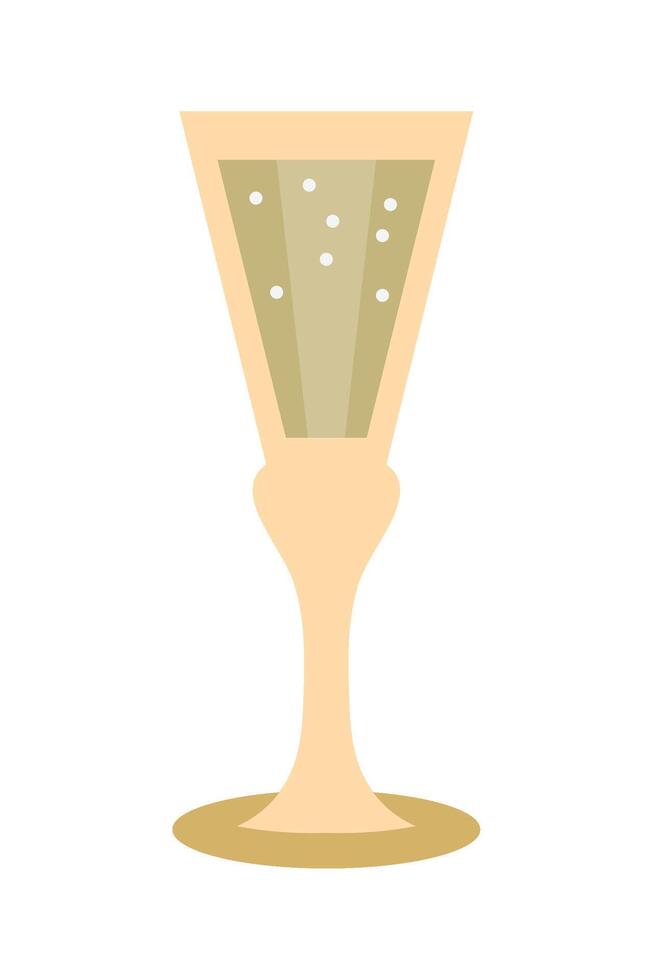 A glass of champagne with bubbles on the rim vector