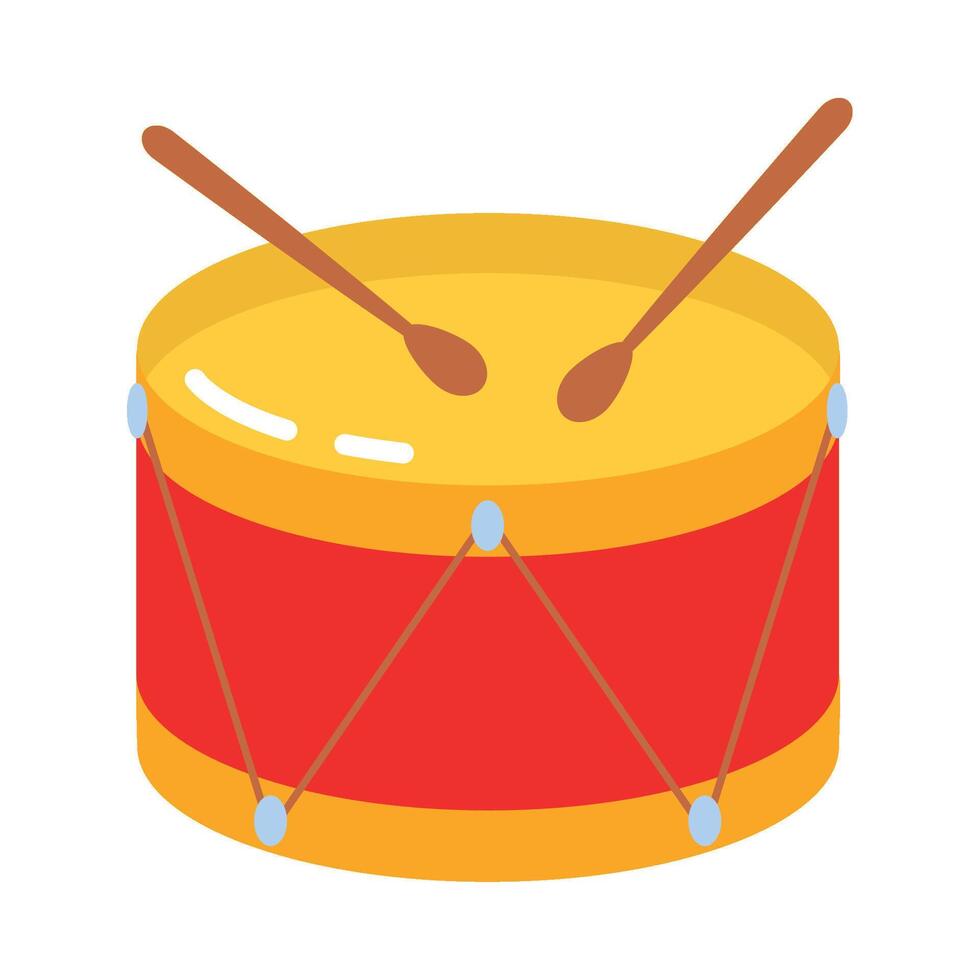 A drum with two sticks on it vector