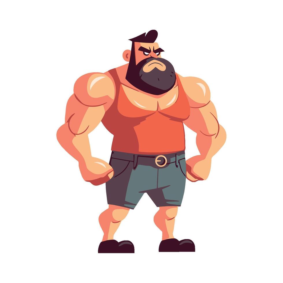 A cartoon man with a beard and a big chest vector