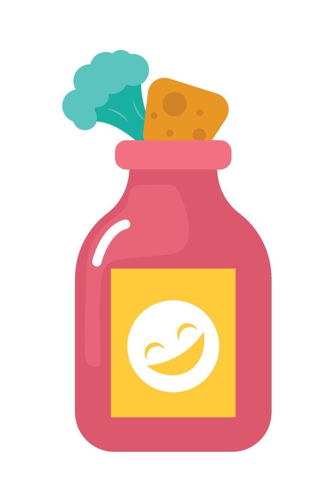 A jar with broccoli and cheese inside vector