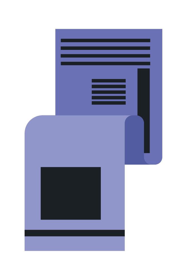 A newspaper is shown with a black and purple background vector