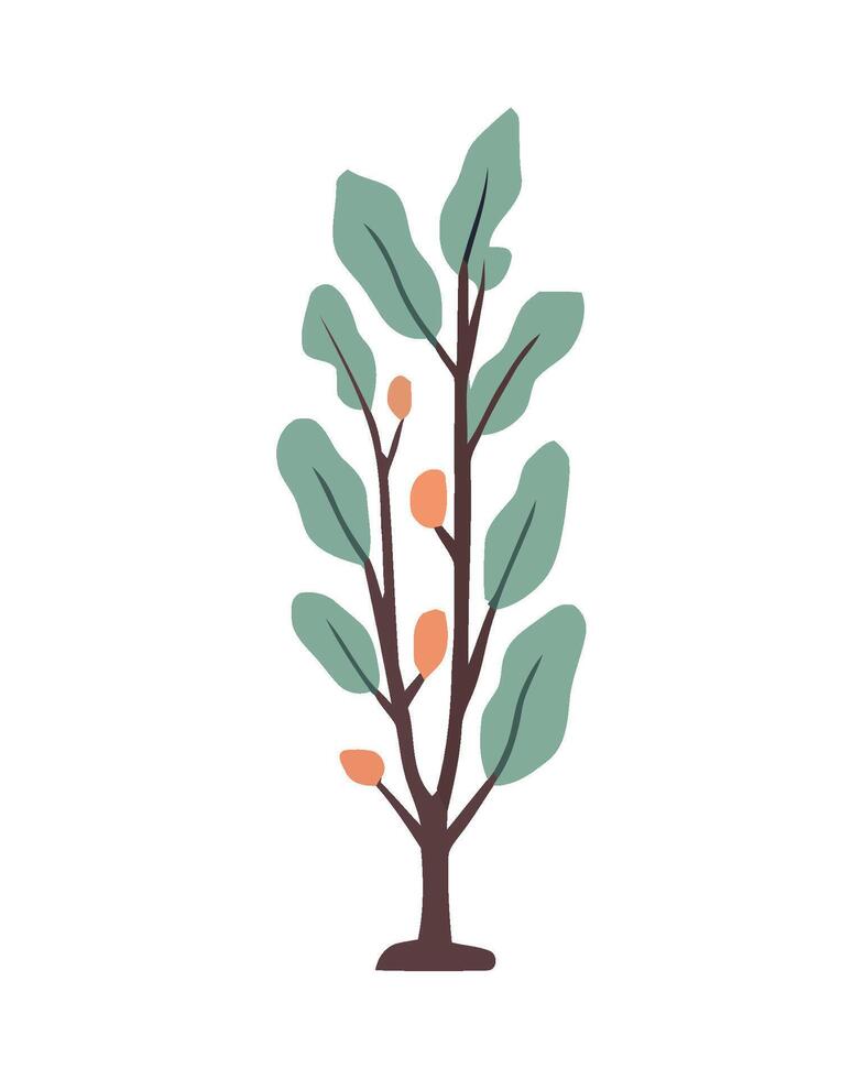 A tree with leaves and fruit on it vector