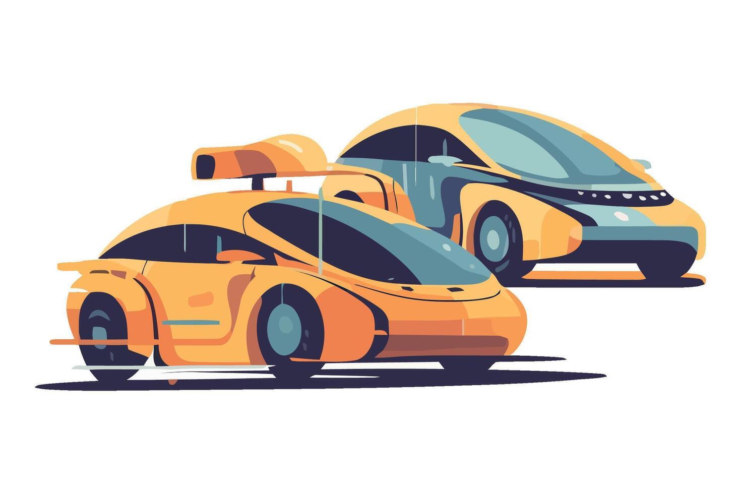 Two futuristic cars on a white background vector