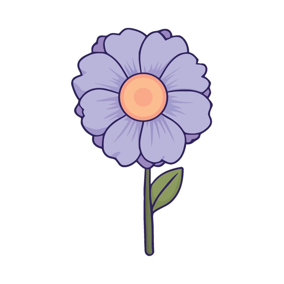 A purple flower with an orange center on a white background vector