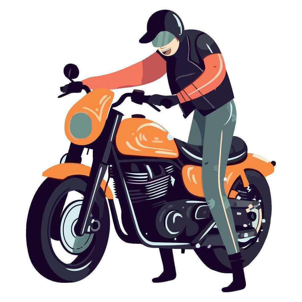 A man in a helmet riding a motorcycle vector
