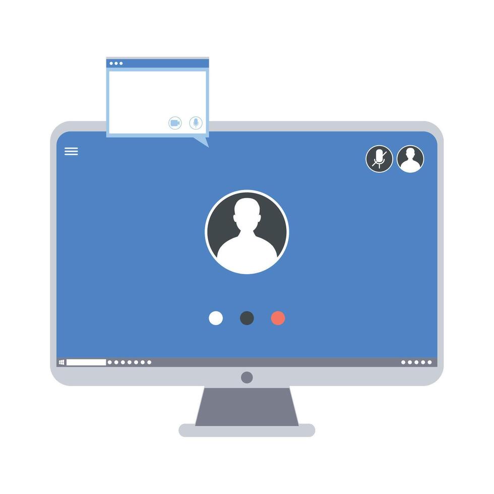A computer screen with a chat bubble on it vector