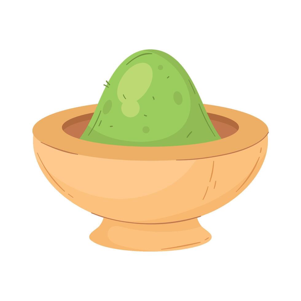 Avocado in a wooden bowl illustration vector