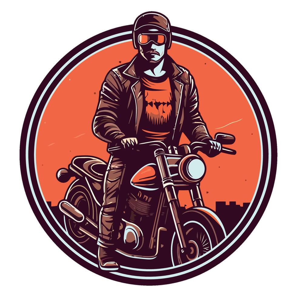 Motorcycle rider in retro style vector