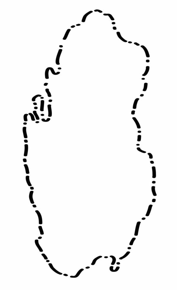 Doodle freehand dash line drawing of Qatar map. vector