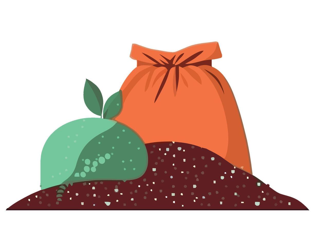 A bag of soil and a plant in it vector