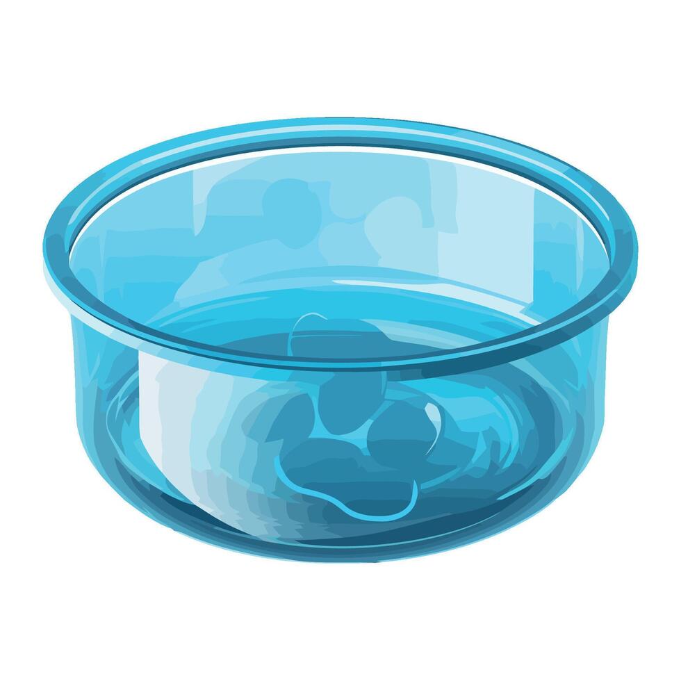 A blue bowl with water in it vector