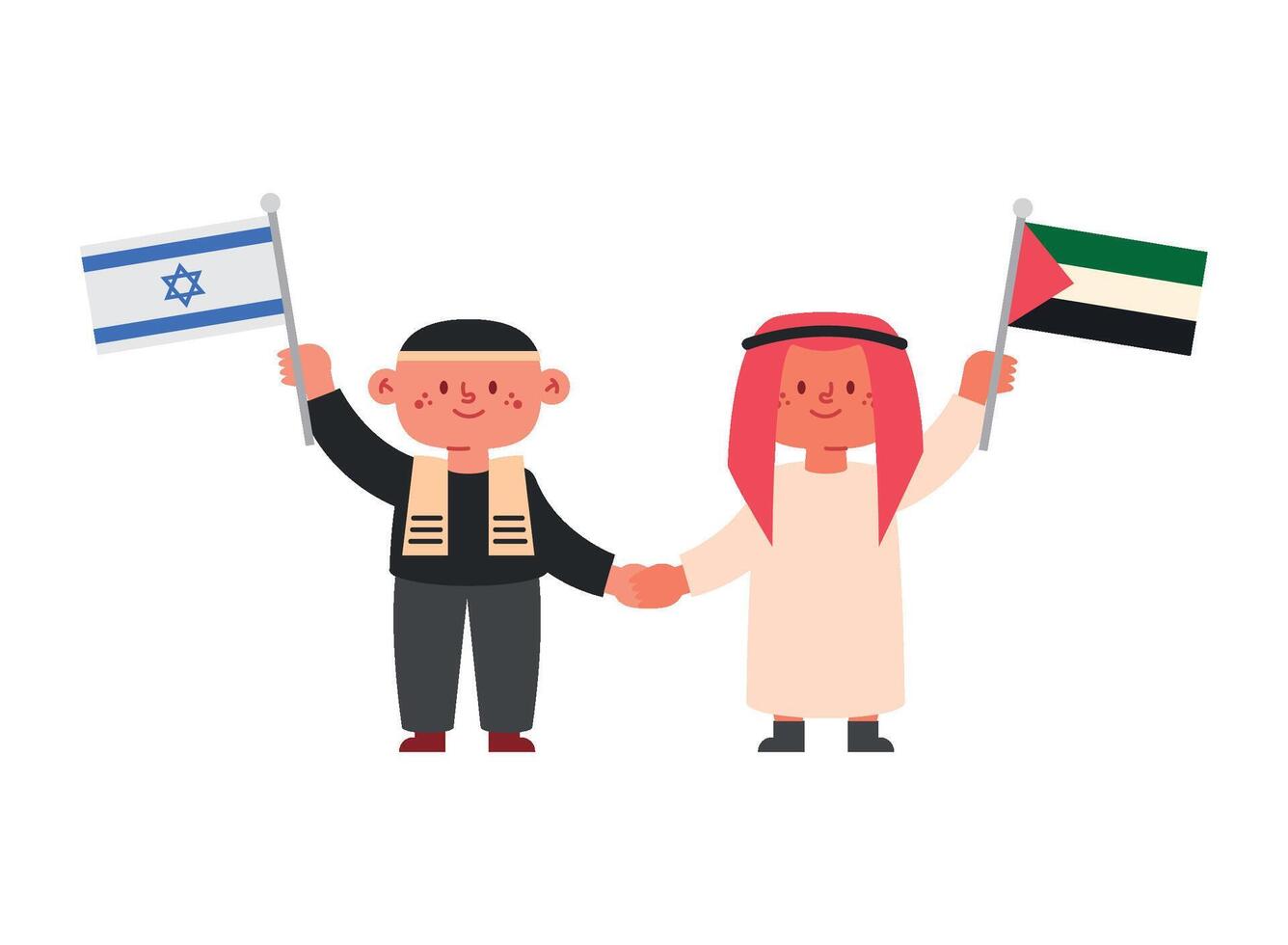 Two people holding israeli and palestinian flags vector