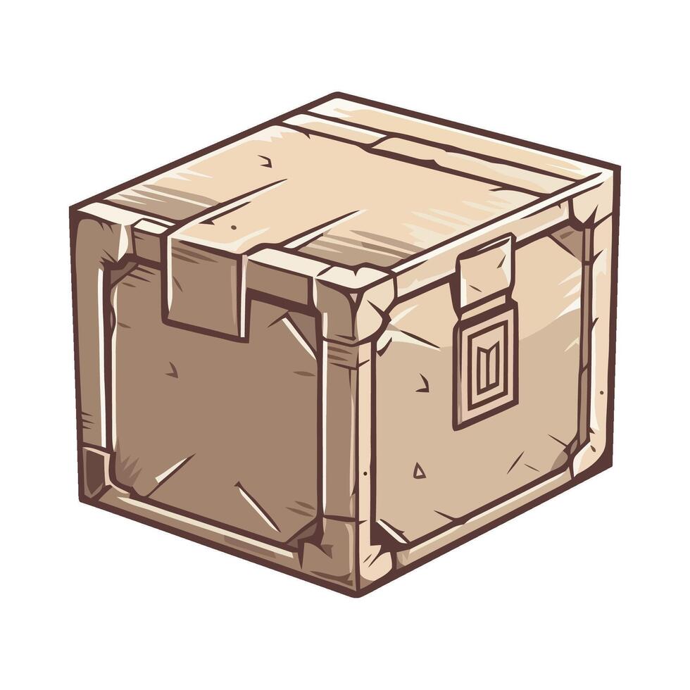 A cartoon box with a lid on it vector