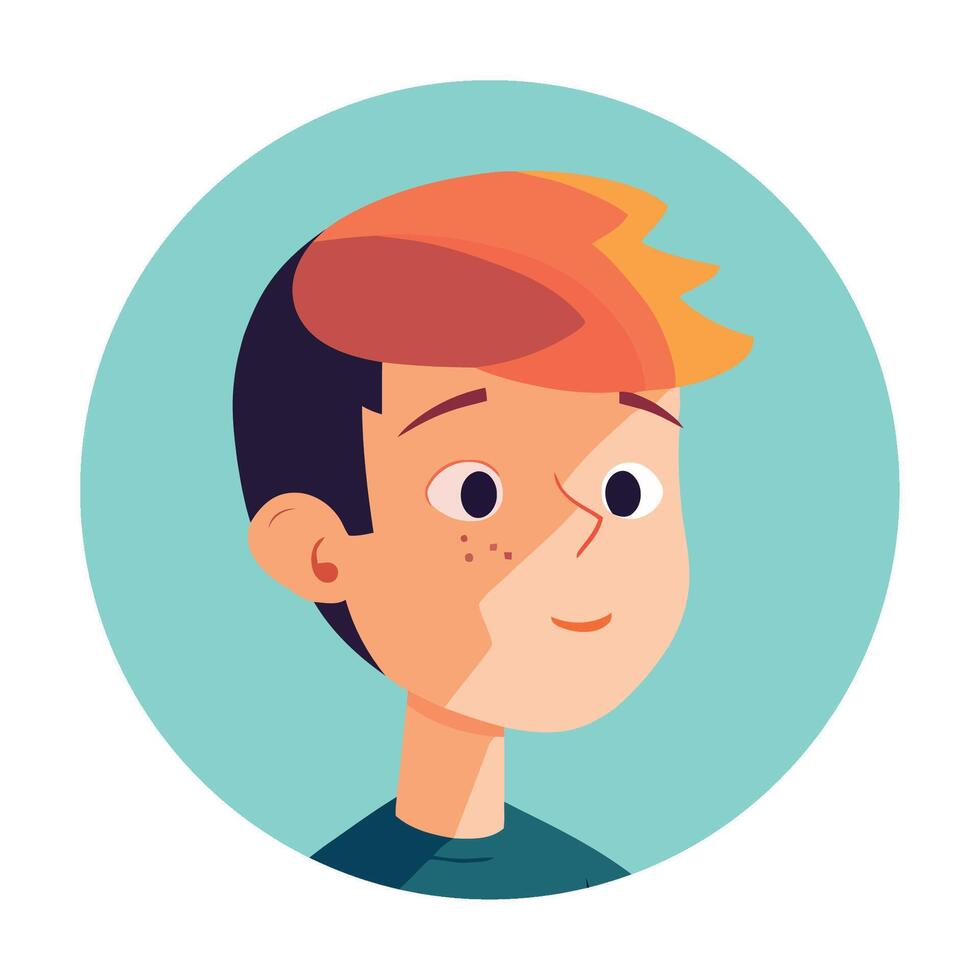 A cartoon boy with orange hair and a blue shirt vector