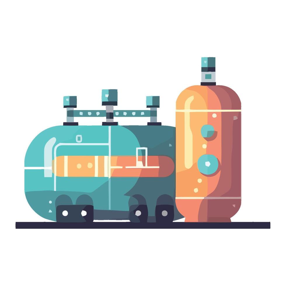A cartoon illustration of a gas tank and a tank vector