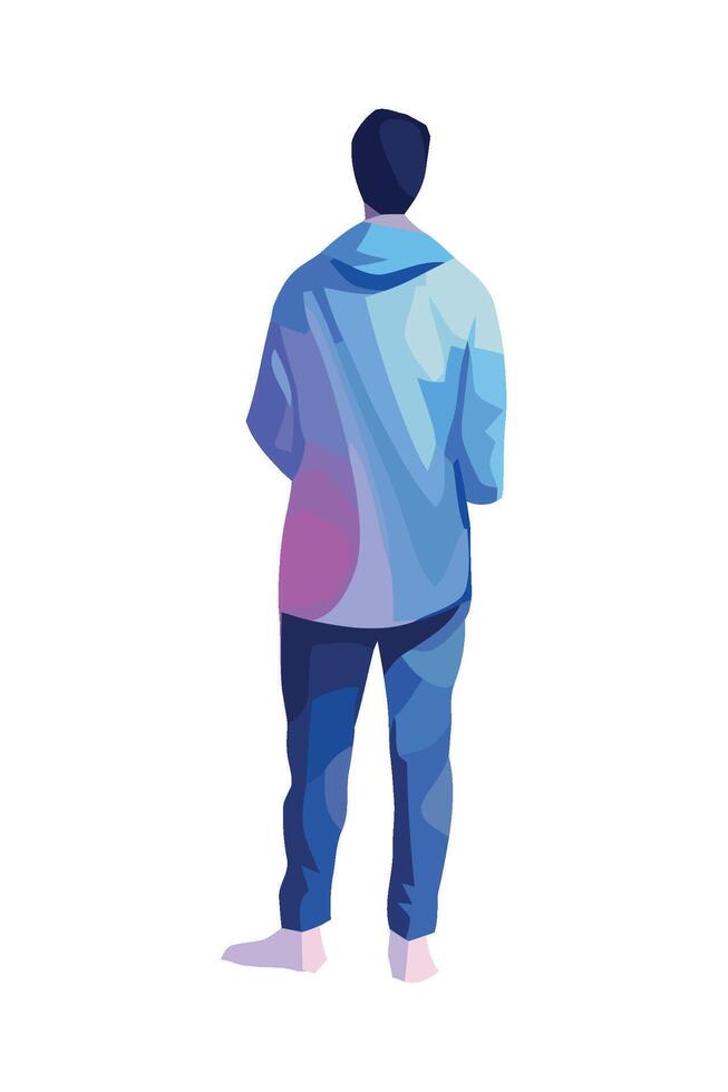 A man in a blue jacket and jeans vector