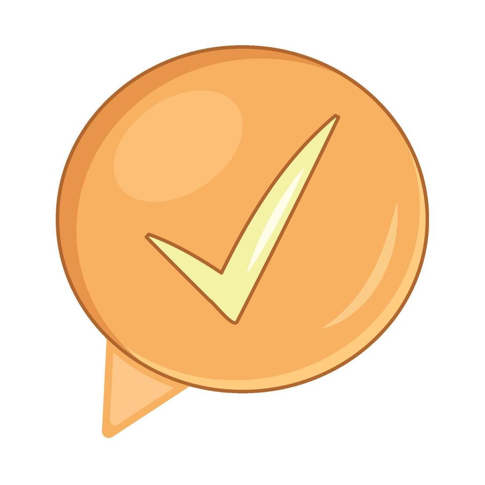 Check mark icon in cartoon style on white background vector