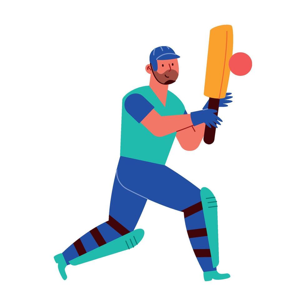 Cricket player with bat and ball illustration vector
