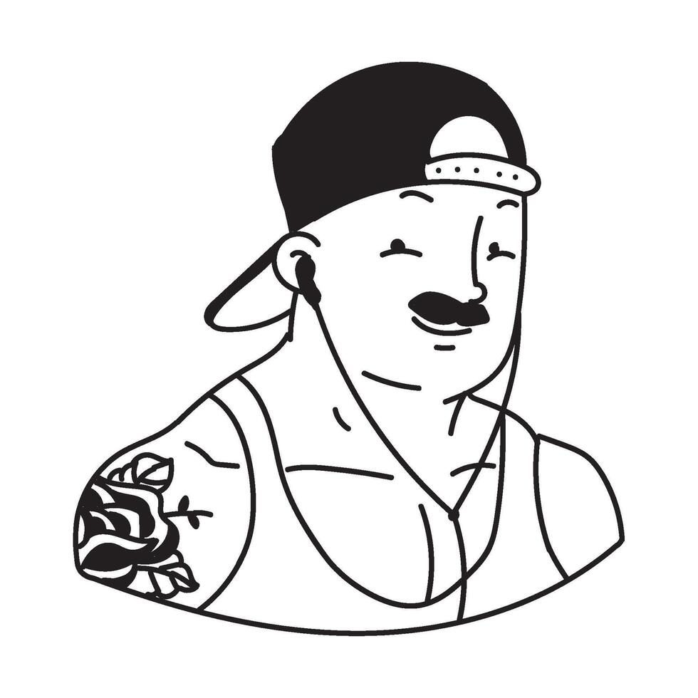A cartoon man with a hat and headphones vector