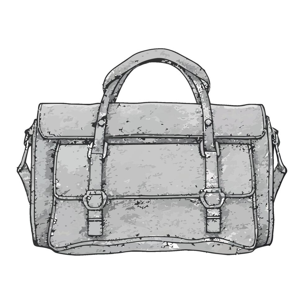 Hand drawn sketch of a grey briefcase vector