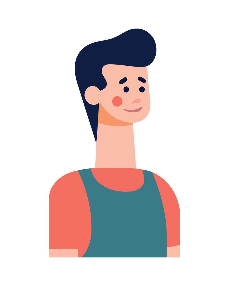 A man with a blue eye and a red shirt vector
