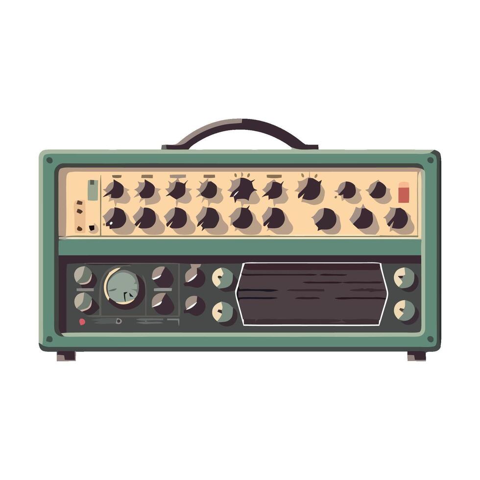 An electric guitar amplifier with a green and white color scheme vector