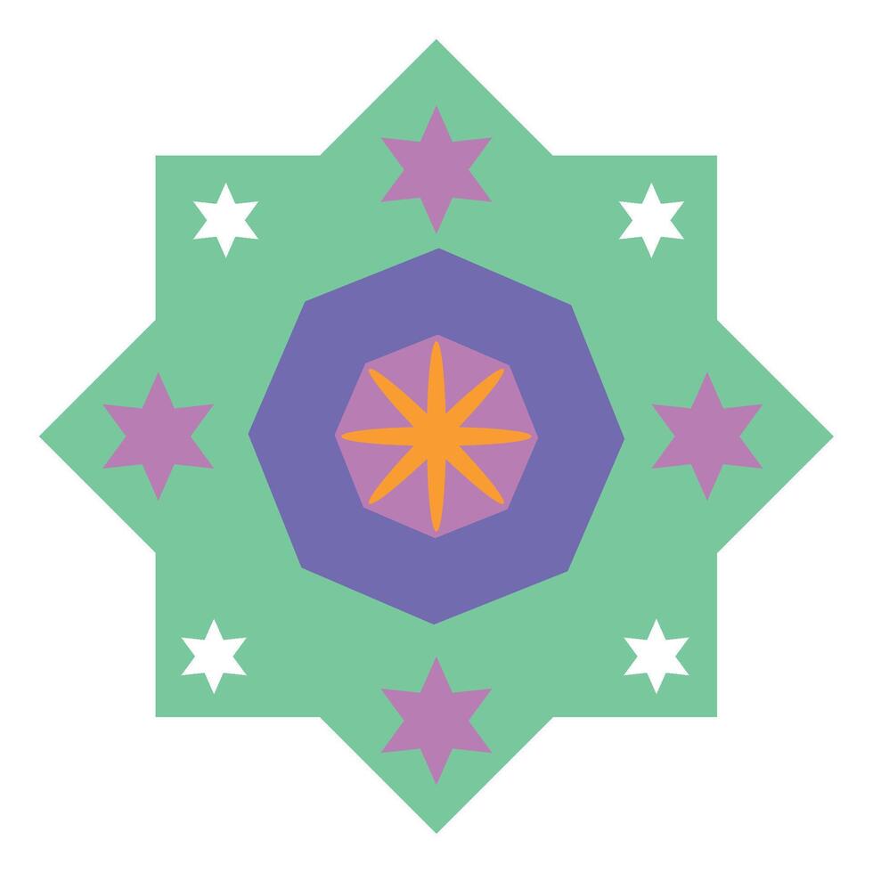 A star and star pattern in purple and green vector