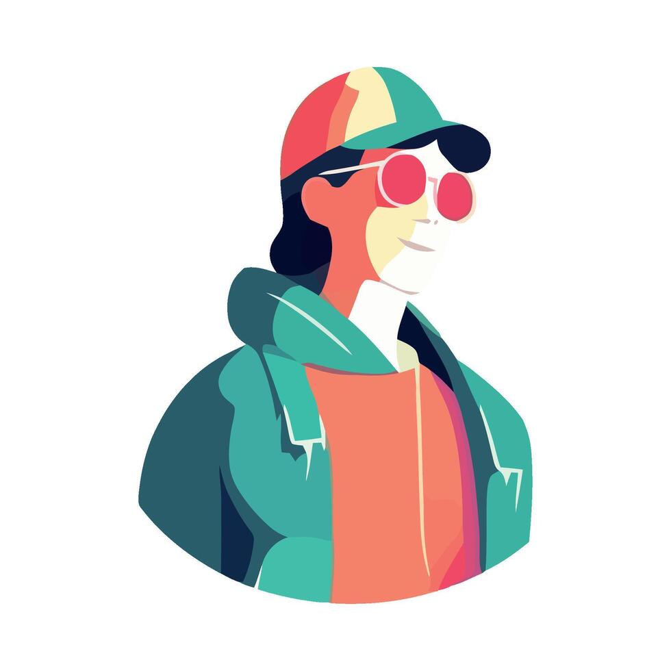A cartoon man in a hat and sunglasses vector