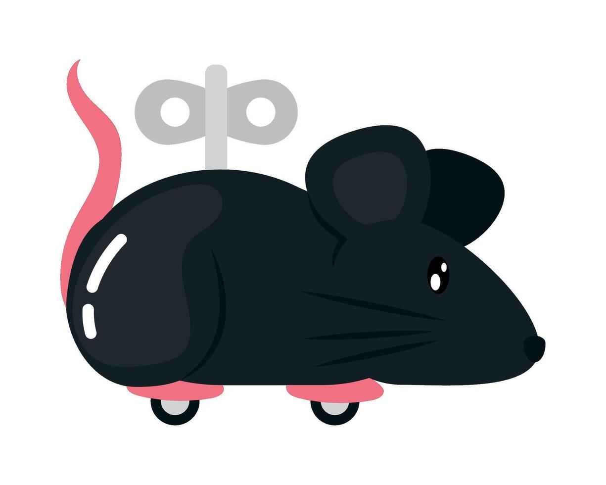 A cartoon mouse with a black tail and pink ears vector