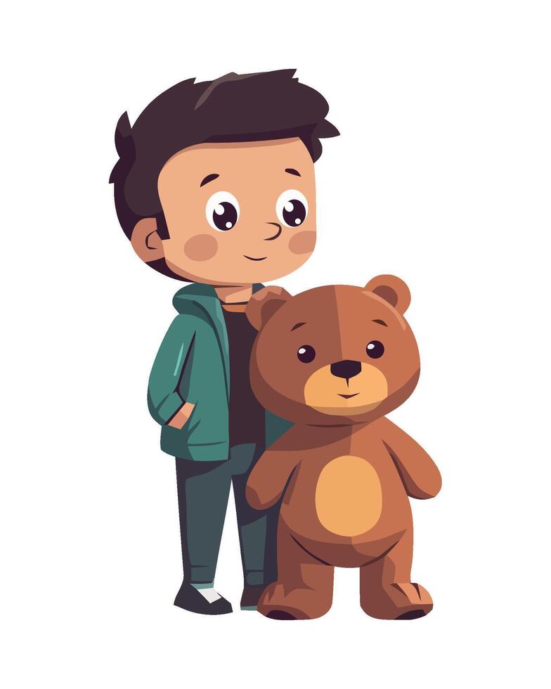 A boy with a teddy bear vector