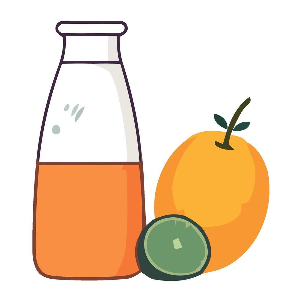 Orange juice and a glass bottle vector